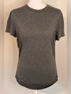 Theory Women’s Medium Gray Ruched Tiny Tee Pima Cotton